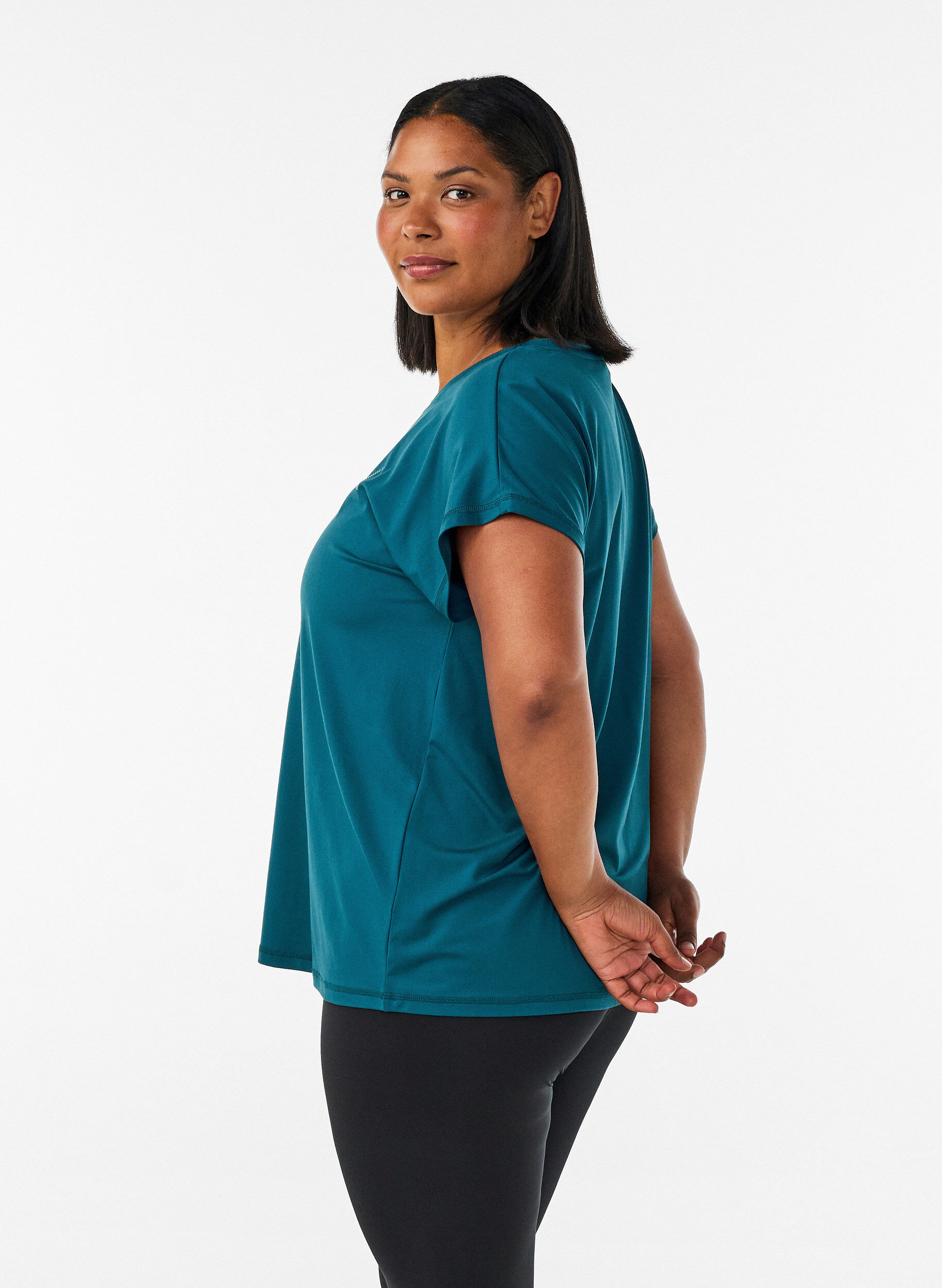 ZizziT-shirt de sport couleur unie, Vert, Model image number 2