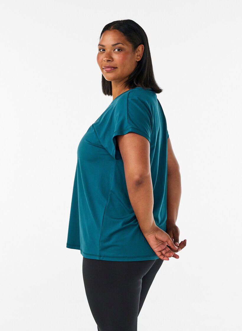 T-shirt de sport couleur unie, Vert, Model image number 2