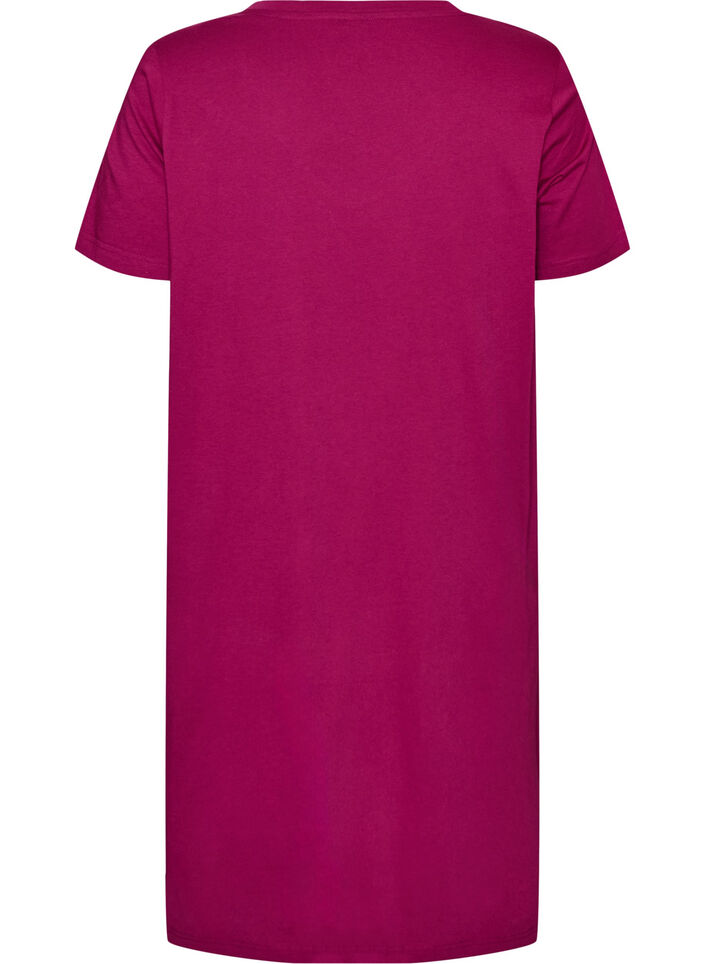 Chemise de nuit en coton biologique et &agrave; col en V, Bordeaux, Packshot image number 1