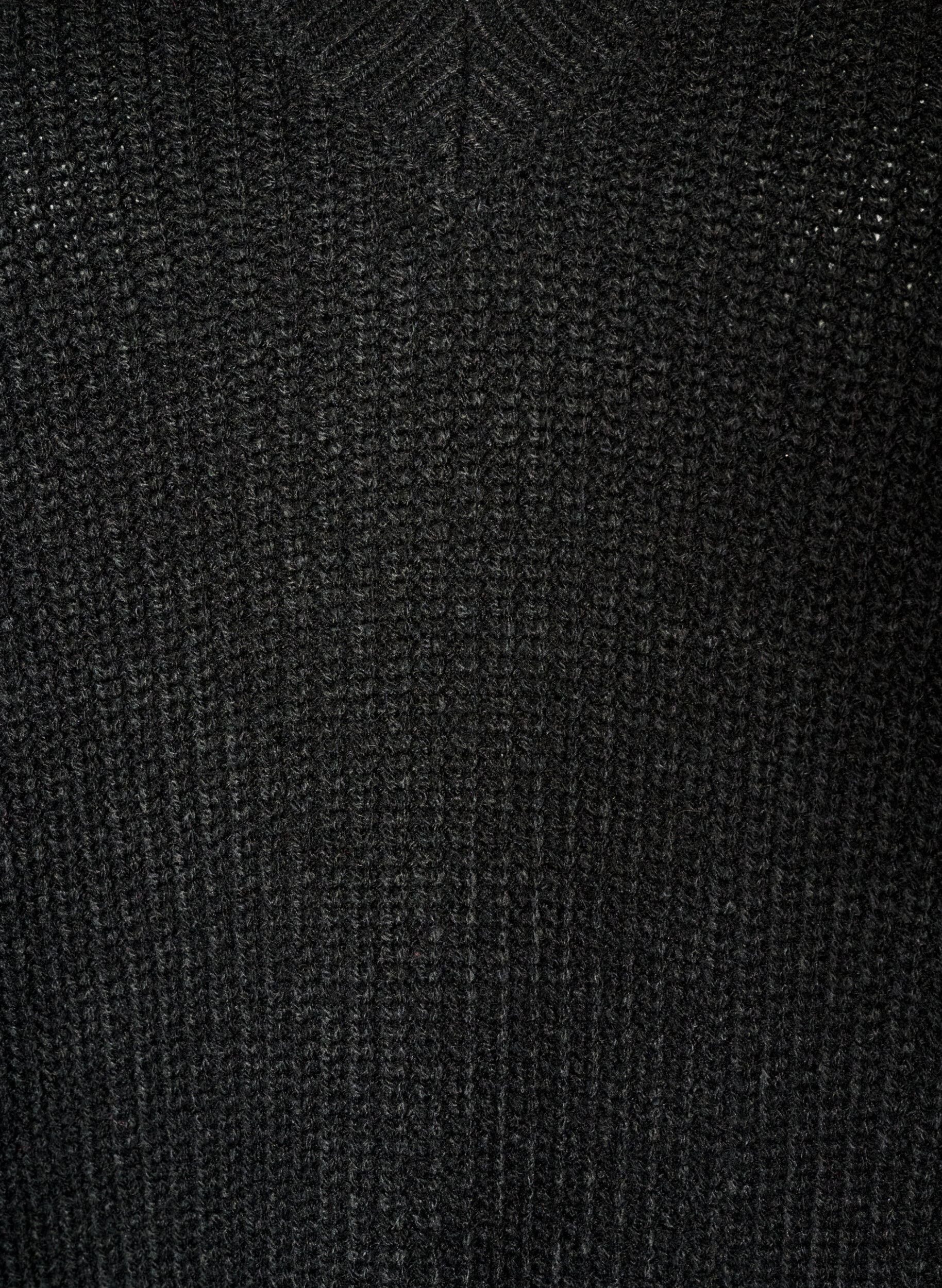 ZizziBlouse longue en maille c&ocirc;tel&eacute;e avec col en V, Noir, Packshot image number 2
