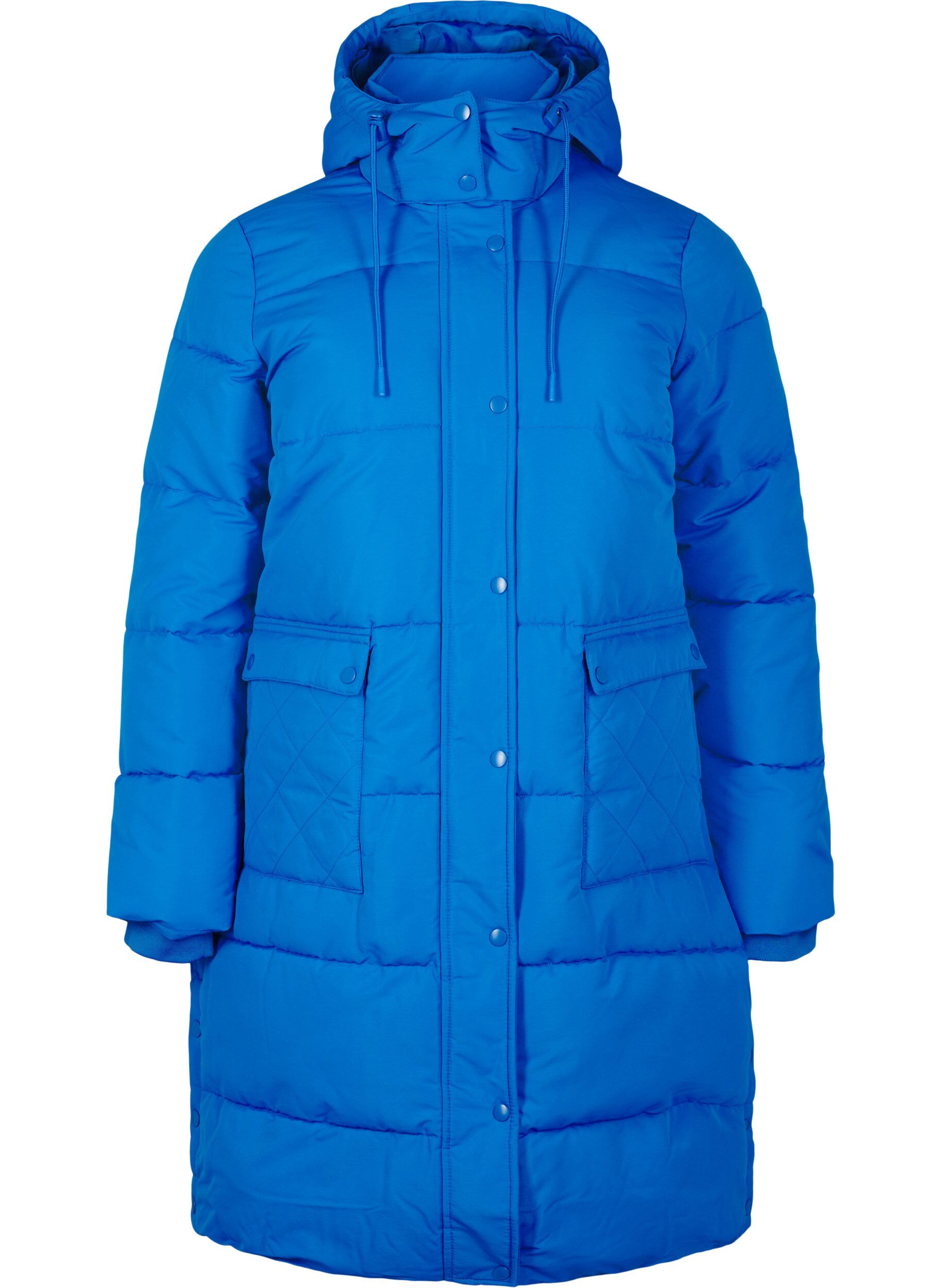 Zizzi Longue veste polaire avec poches et capuche, Bleu, Packshot image number 0