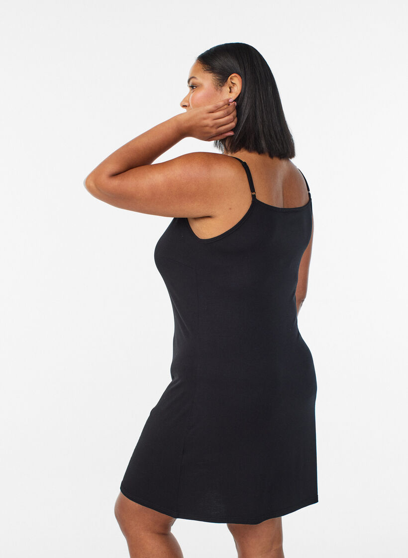 Dessous de robe en viscose uni, Noir, Model image number 2
