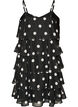 Robe &agrave; volants superpos&eacute;s avec fines bretelles, Noir, Packshot image number 1