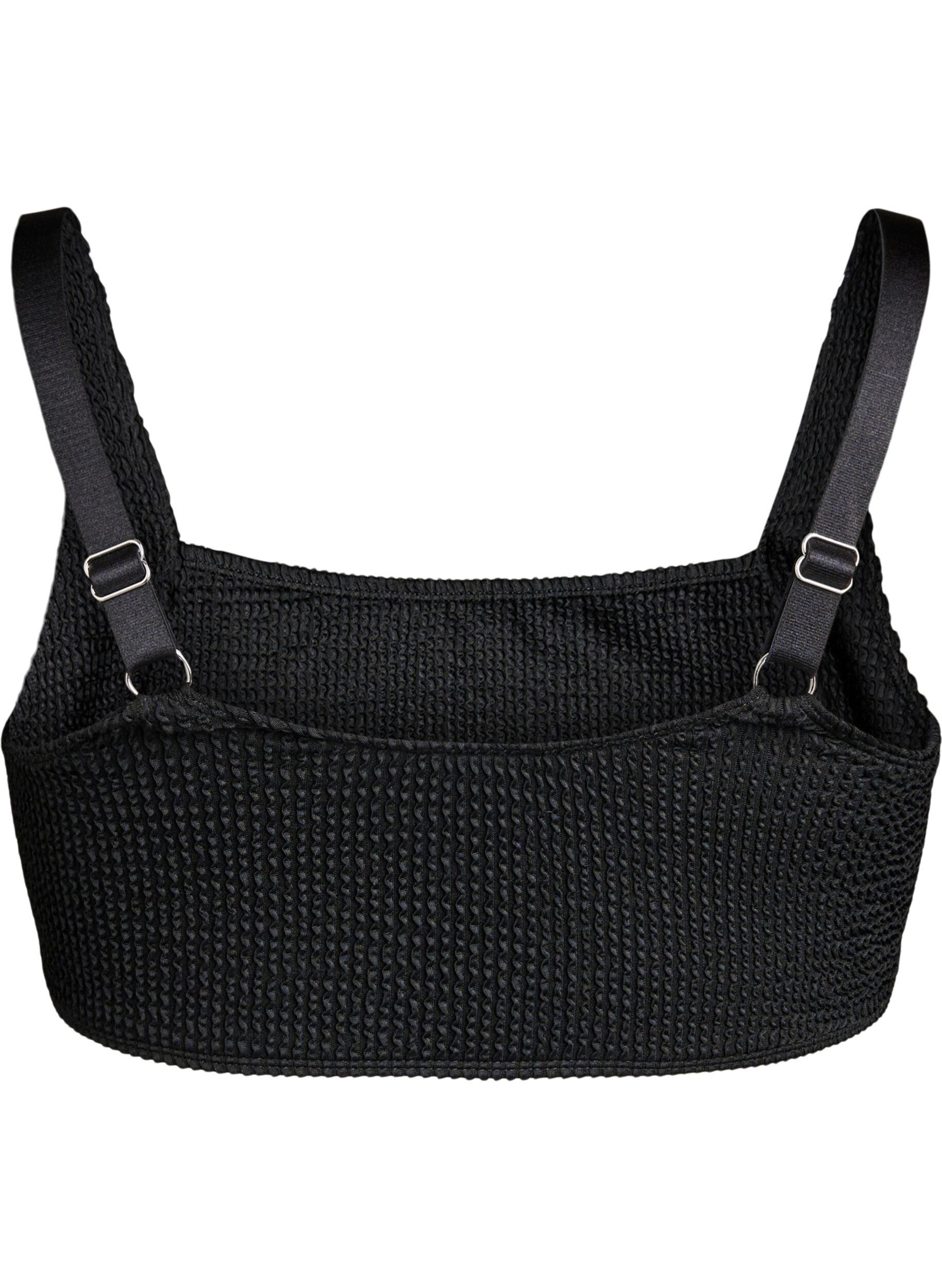 Zizzi Haut de bikini en cr&ecirc;pe avec bretelles r&eacute;glables, Noir, Packshot image number 1
