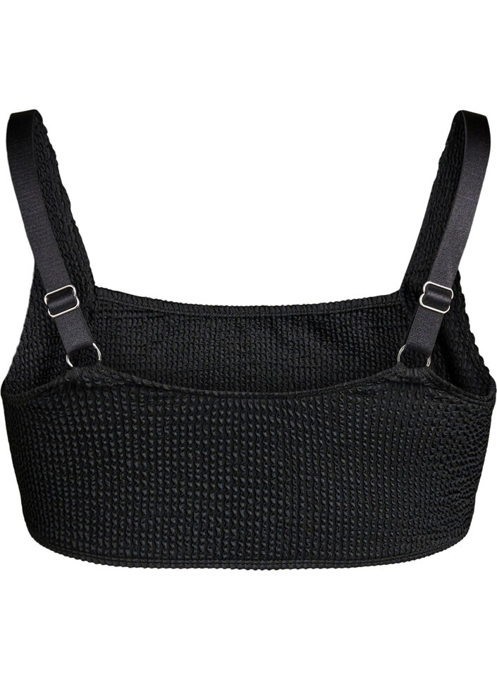 Haut de bikini en crêpe avec bretelles réglables, Noir, Packshot image number 1