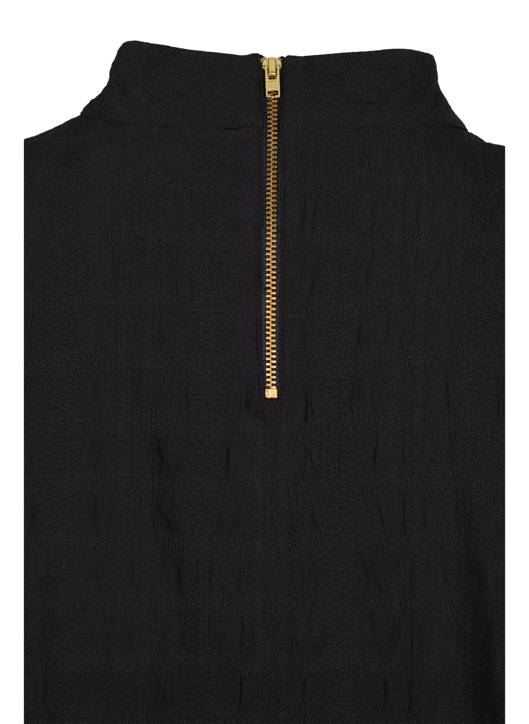 Zizzi Blouse avec encolure haute et manches 3/4, Black, Packshot image number 3