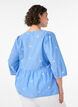 Blouse en coton brod&eacute;e de fleurs et fermeture boutonn&eacute;e, Bleu Clair, Model image number 2