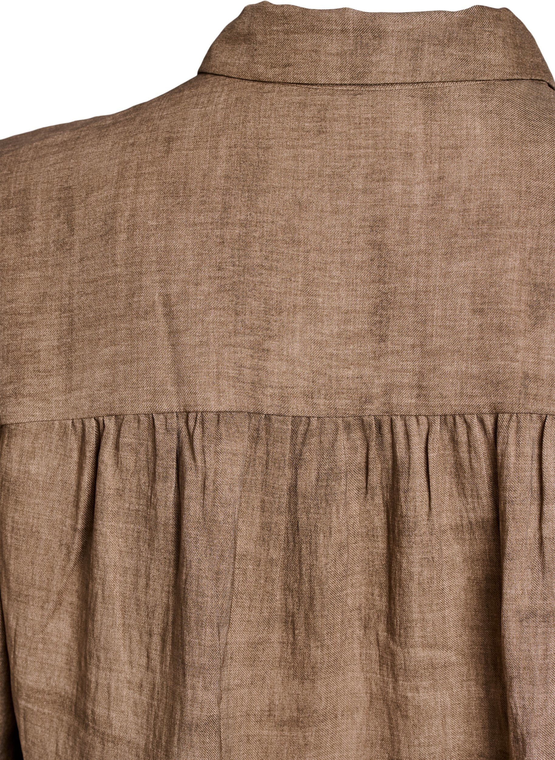 Zizzi Chemisier ample avec col et boutons, Camel, Packshot image number 3