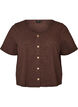 Blouse en coton textur&eacute; avec fermeture &agrave; boutons, Marron, Packshot image number 0