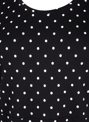 Robe en coton à manches courtes et à pois, Black w. White Dot, Packshot image number 2