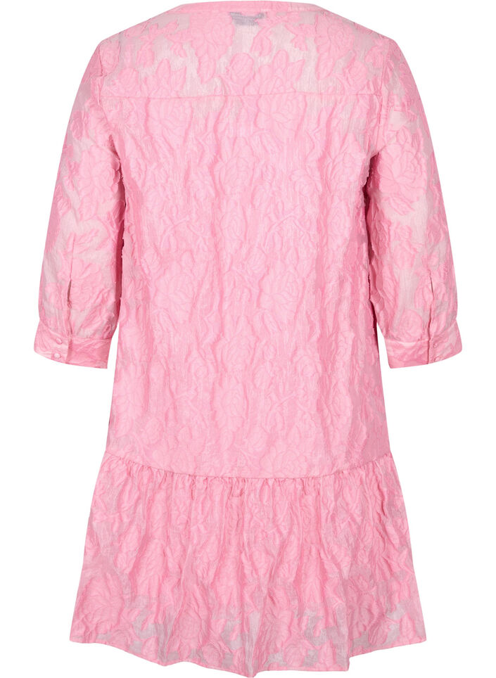 Robe en jacquard à volants et forme en trapèze, Cashmere Rose, Packshot image number 1