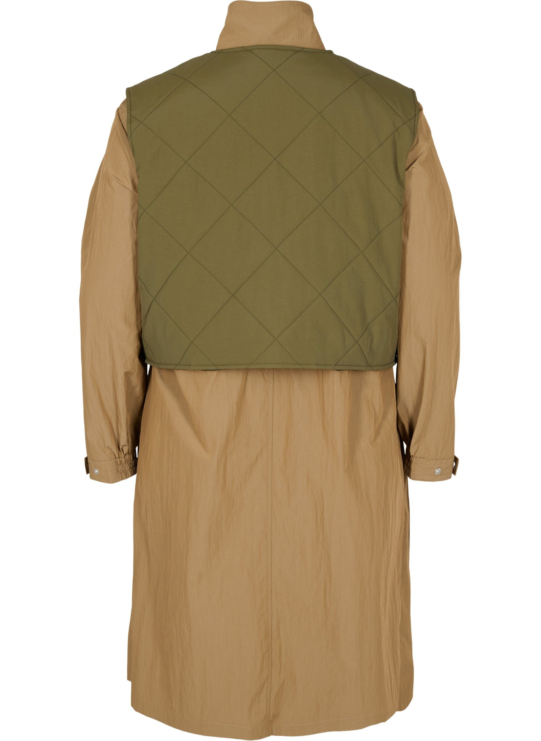 Zizzi Parka jacket with detachable vest, Ermine w. Grape Leaf, Packshot image number 1