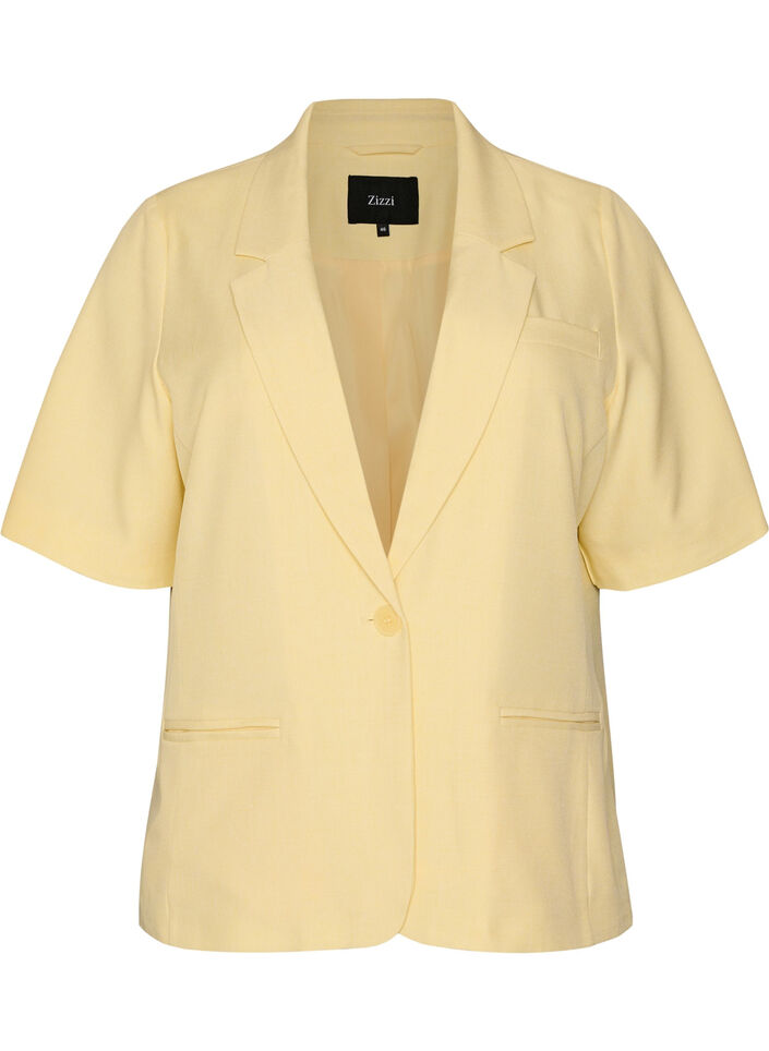 Blazer avec manches courtes et revers, Jaune clair, Packshot image number 0