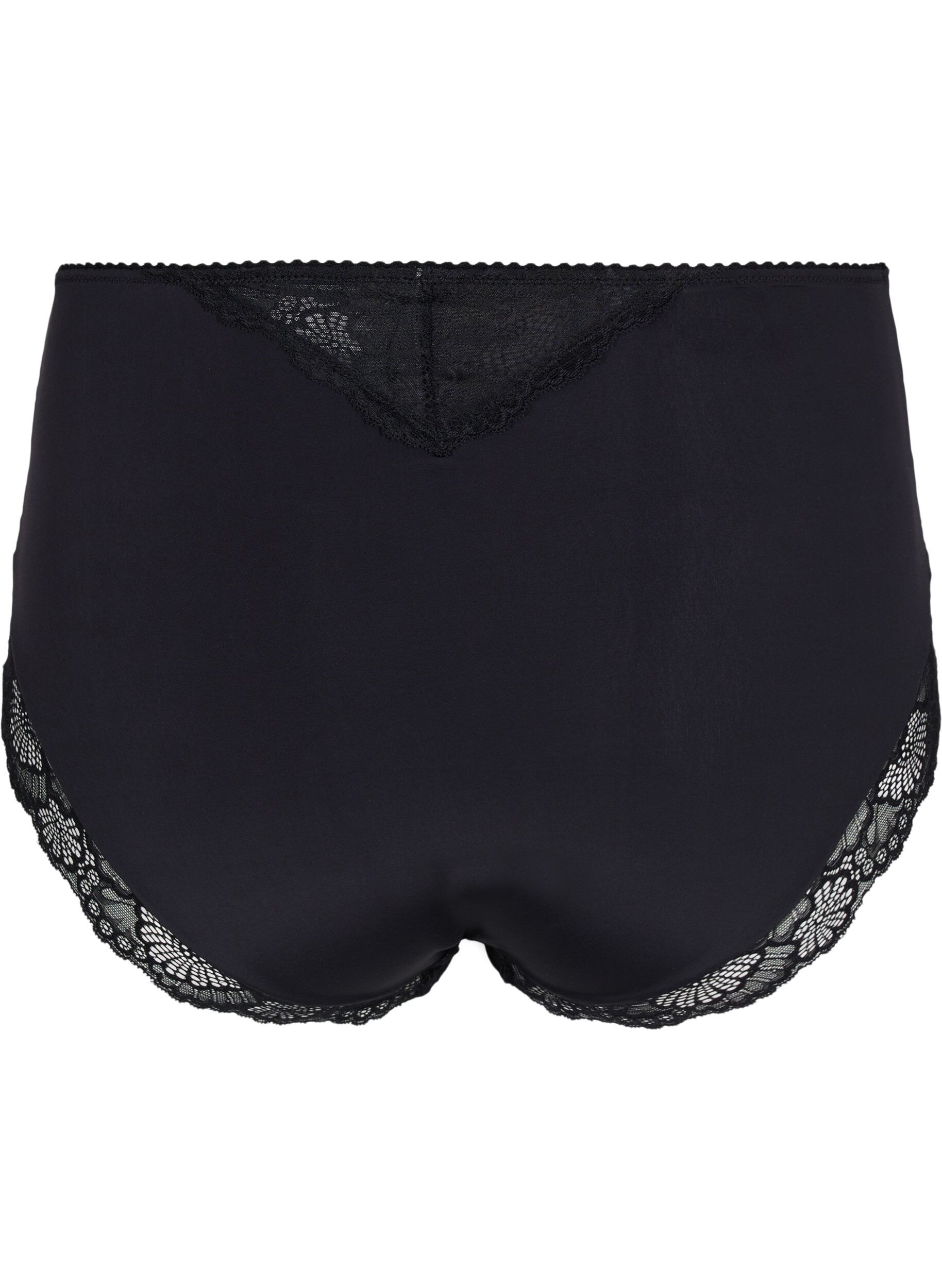 Zizzi Culotte taille haute en dentelle et maille, Black, Packshot image number 1