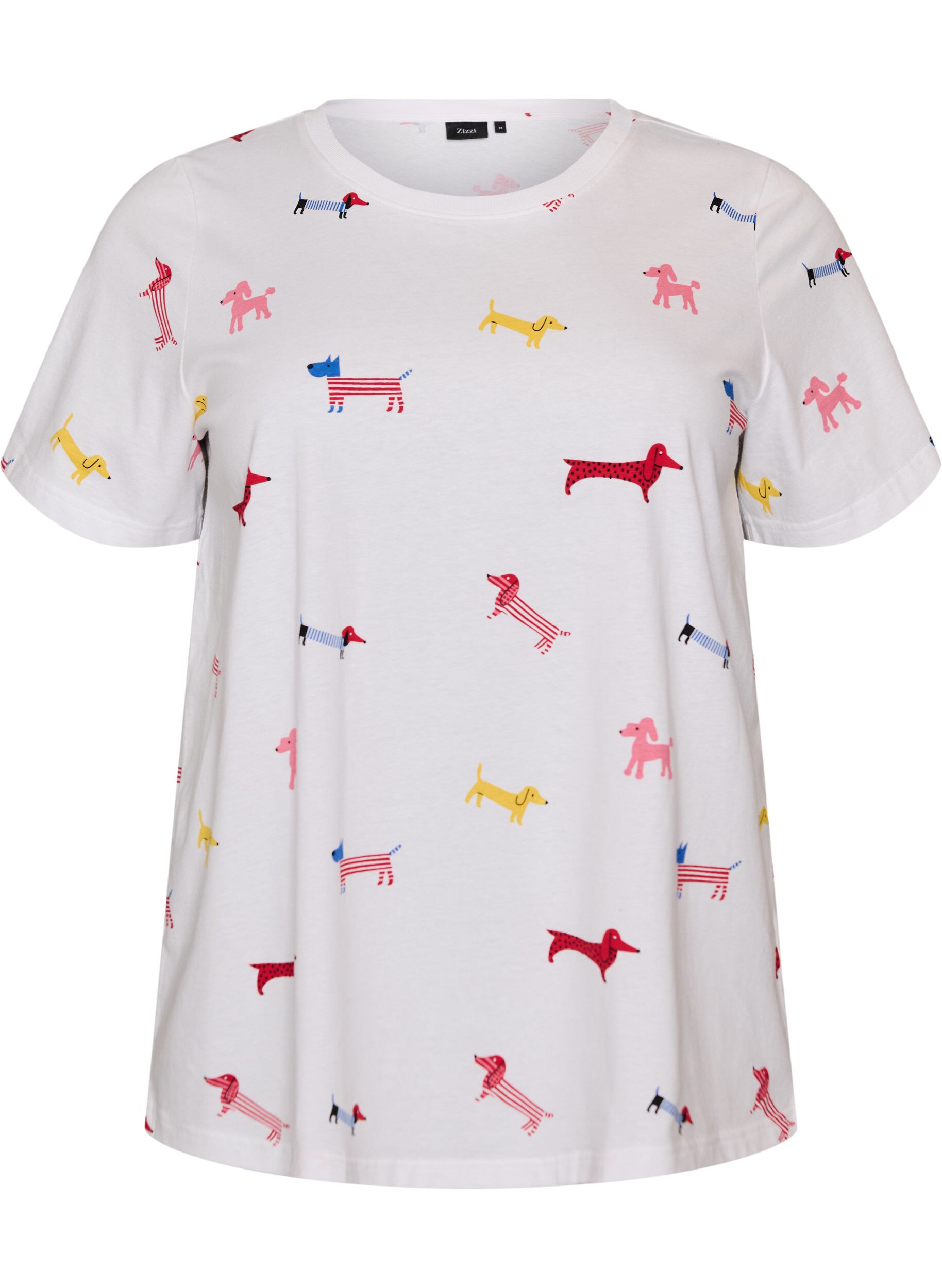 ZizziT-shirt en coton avec imprim&eacute; chien, Blanc, Packshot image number 0