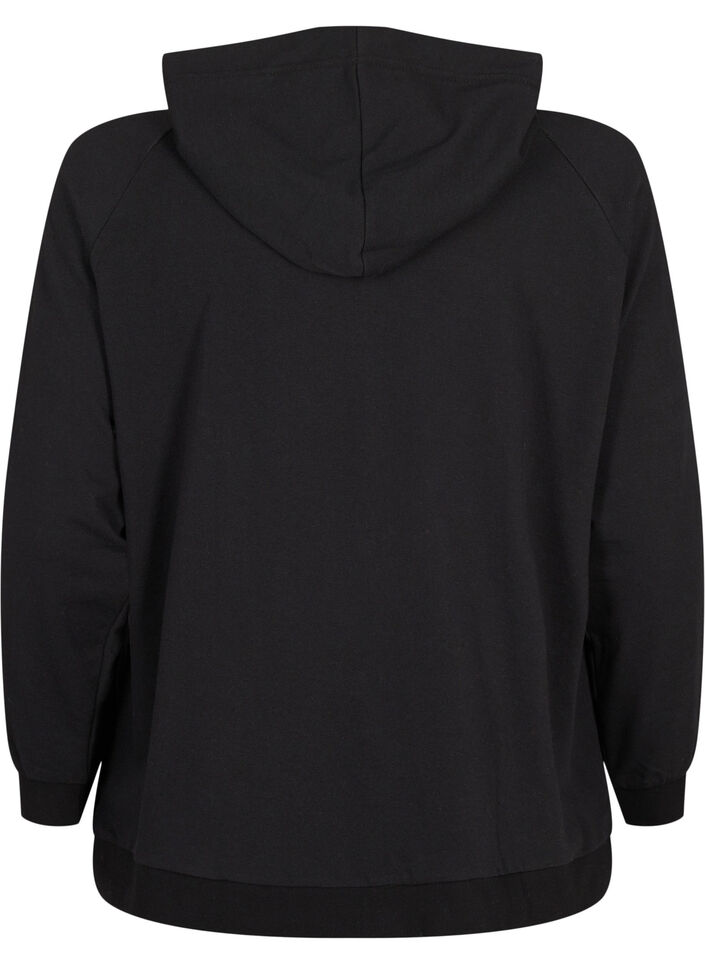 Cardigan en sweat avec une capuche et des poches, Noir, Packshot image number 1