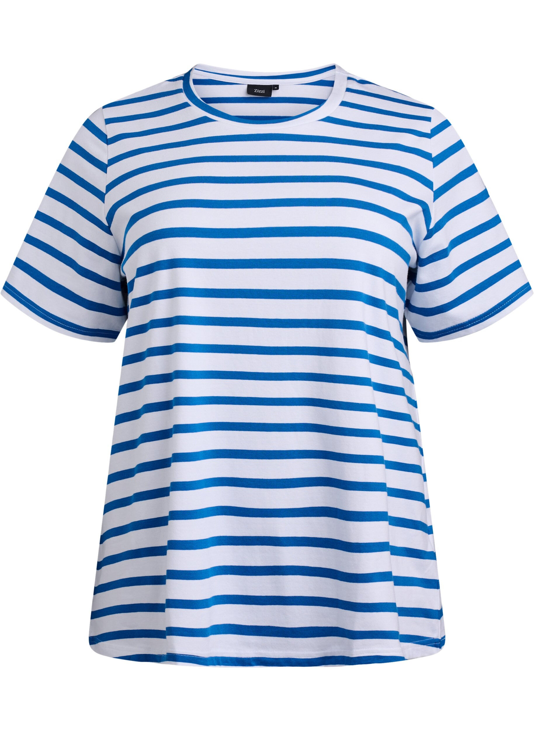 Zizzi T-shirt ray&eacute; en coton biologique, Bleu, Packshot image number 0