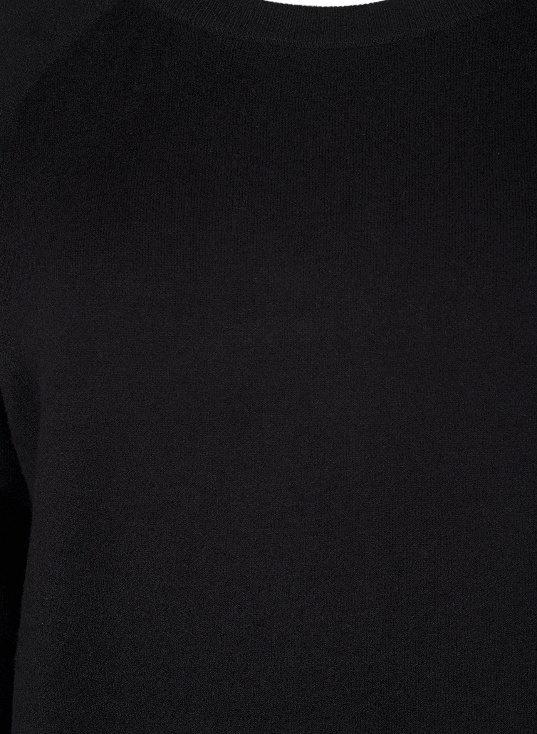 Zizzi Robe en maille avec col rond &agrave; fente, Noir, Packshot image number 2