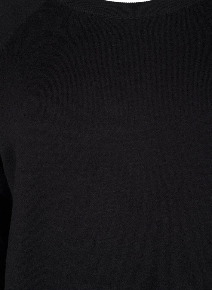 Robe en maille avec col rond à fente, Noir, Packshot image number 2