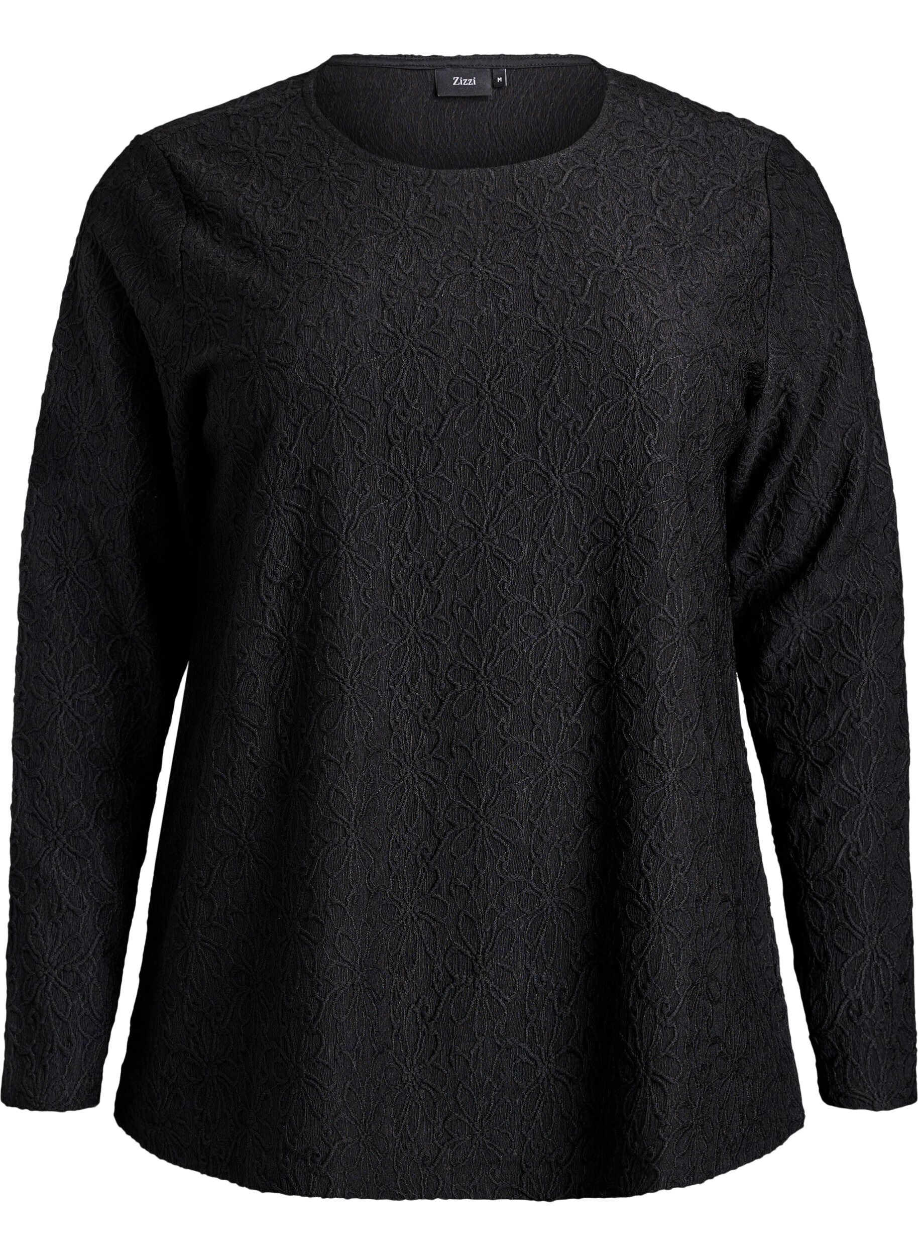 Blouse &agrave; manches longues avec texture florale