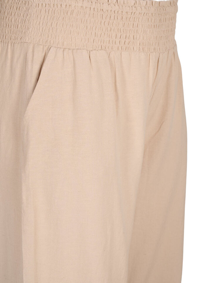 Pantalon smocké avec lin, Beige, Packshot image number 2
