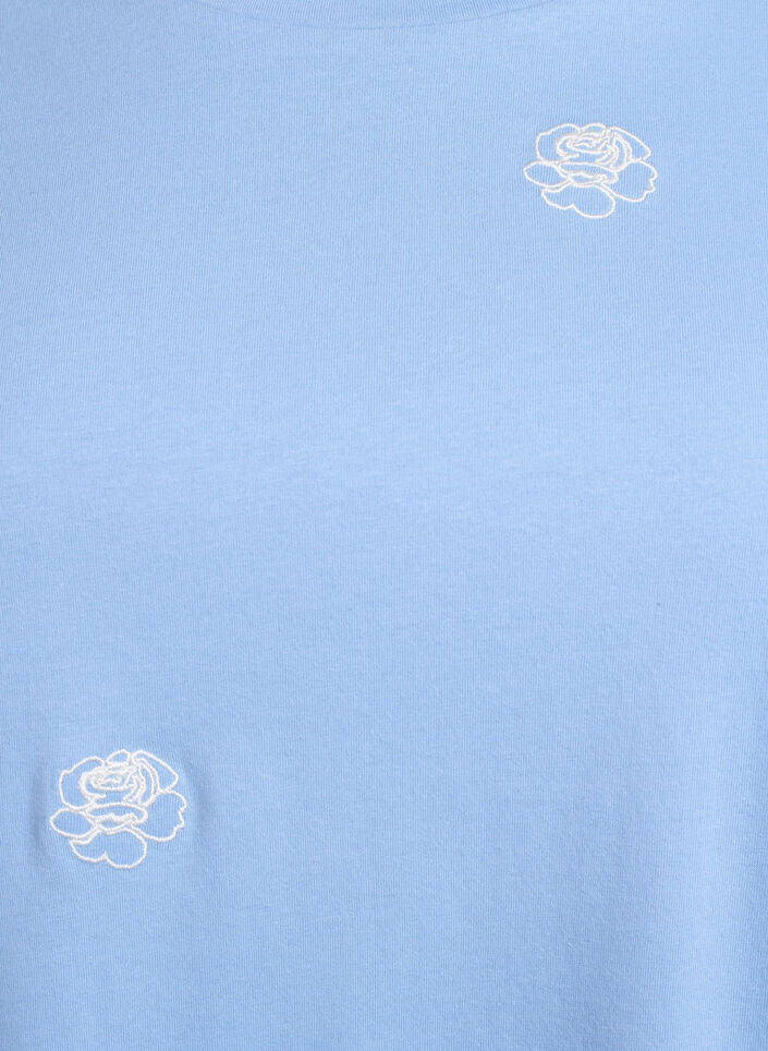 T-shirt en coton biologique avec motifs brod&eacute;s, Bleu Clair, Packshot image number 2