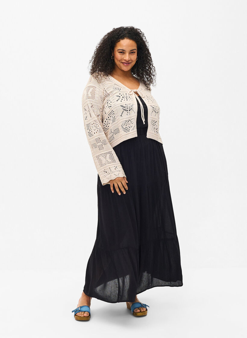 Jupe longue &agrave; taille &eacute;lastiqu&eacute;e, Noir, Model image number 0