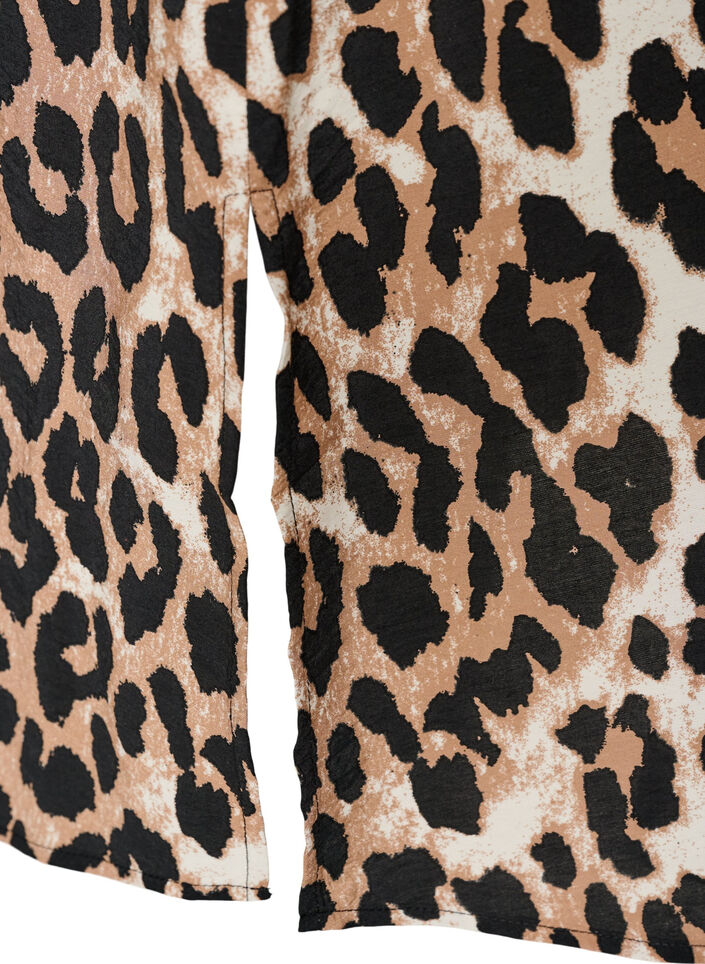 Robe &agrave; col en V en viscose, Marron, Packshot image number 3