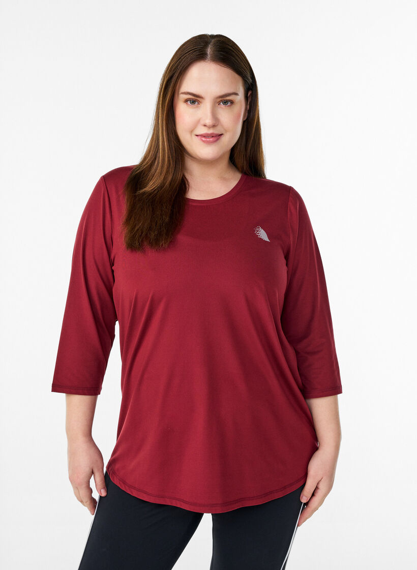Haut de sport avec manches 3/4, Bordeaux, Model image number 0