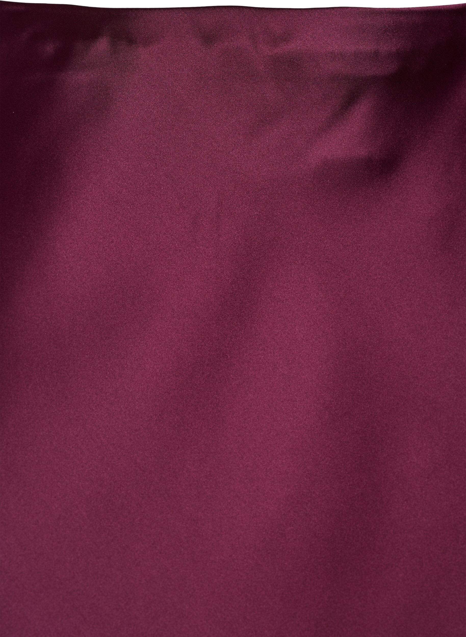 Zizzi Jupe midi en satin, Bordeaux fonc&eacute;, Packshot image number 2