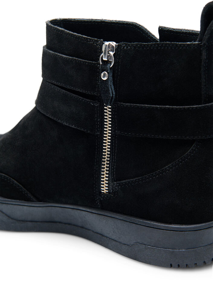 Bottines coupe large en daim, Black, Packshot image number 4