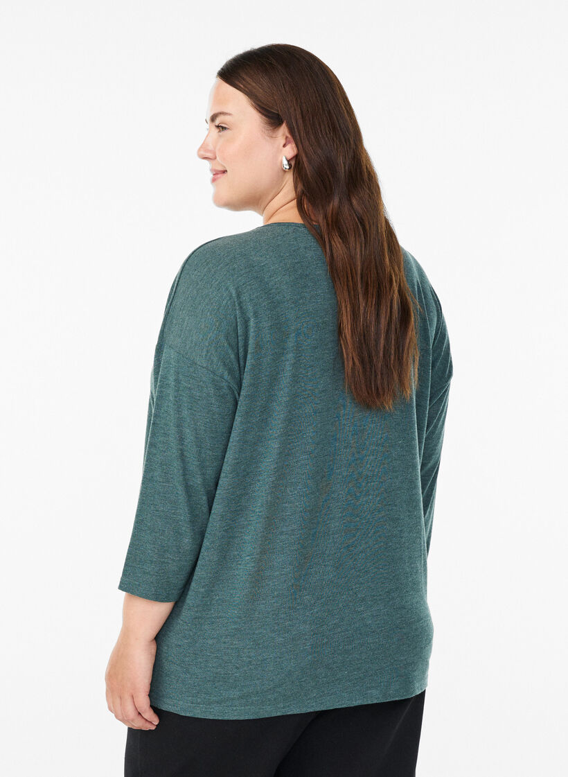 FLASH &ndash; Blouse en jersey avec manches 3/4, Vert fonc&eacute;, Model image number 2