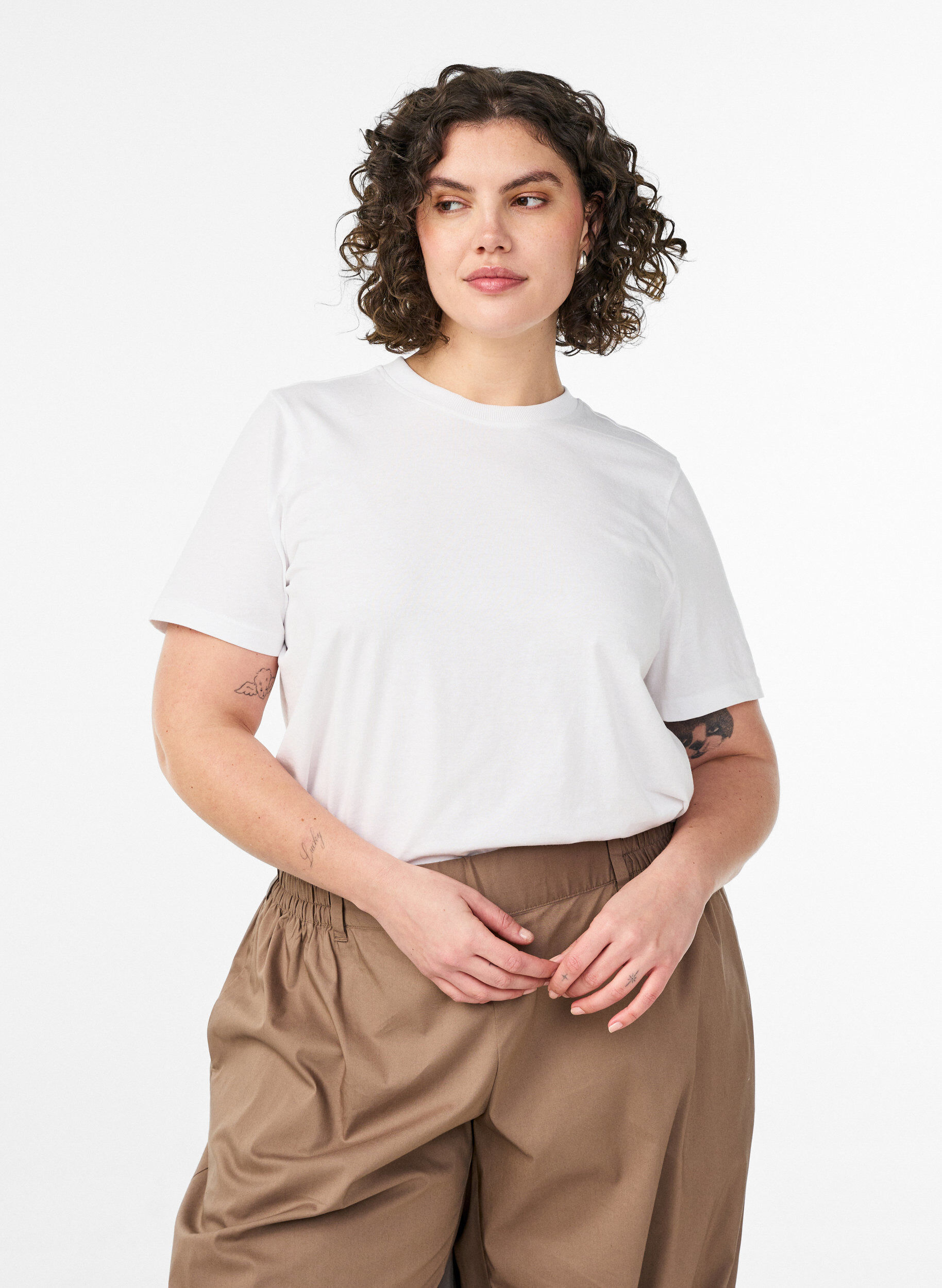 T-shirt en coton avec imprim&eacute;, Blanc, Model