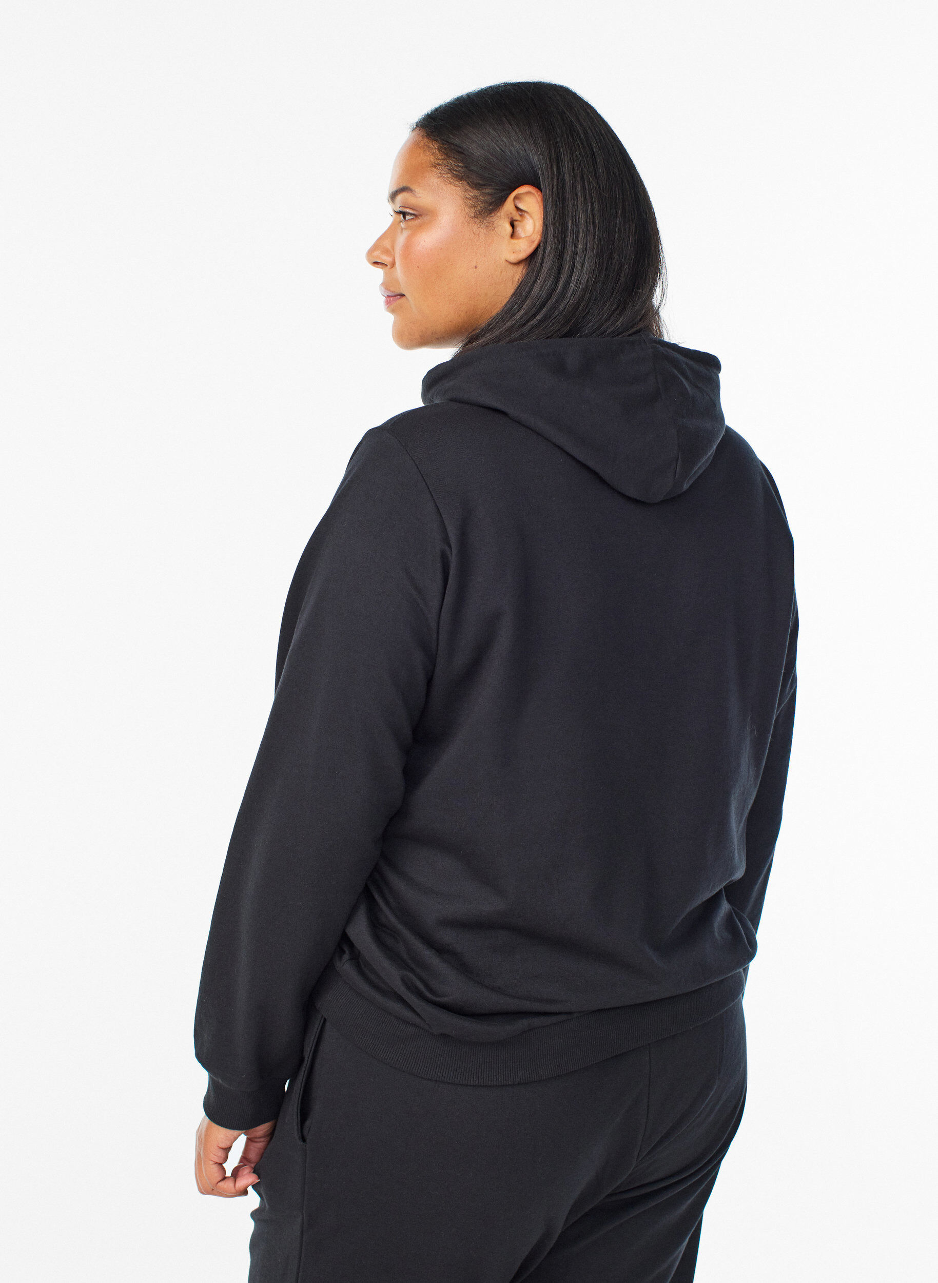 ZizziSweat &agrave; capuche avec imprim&eacute;, Noir, Model image number 2