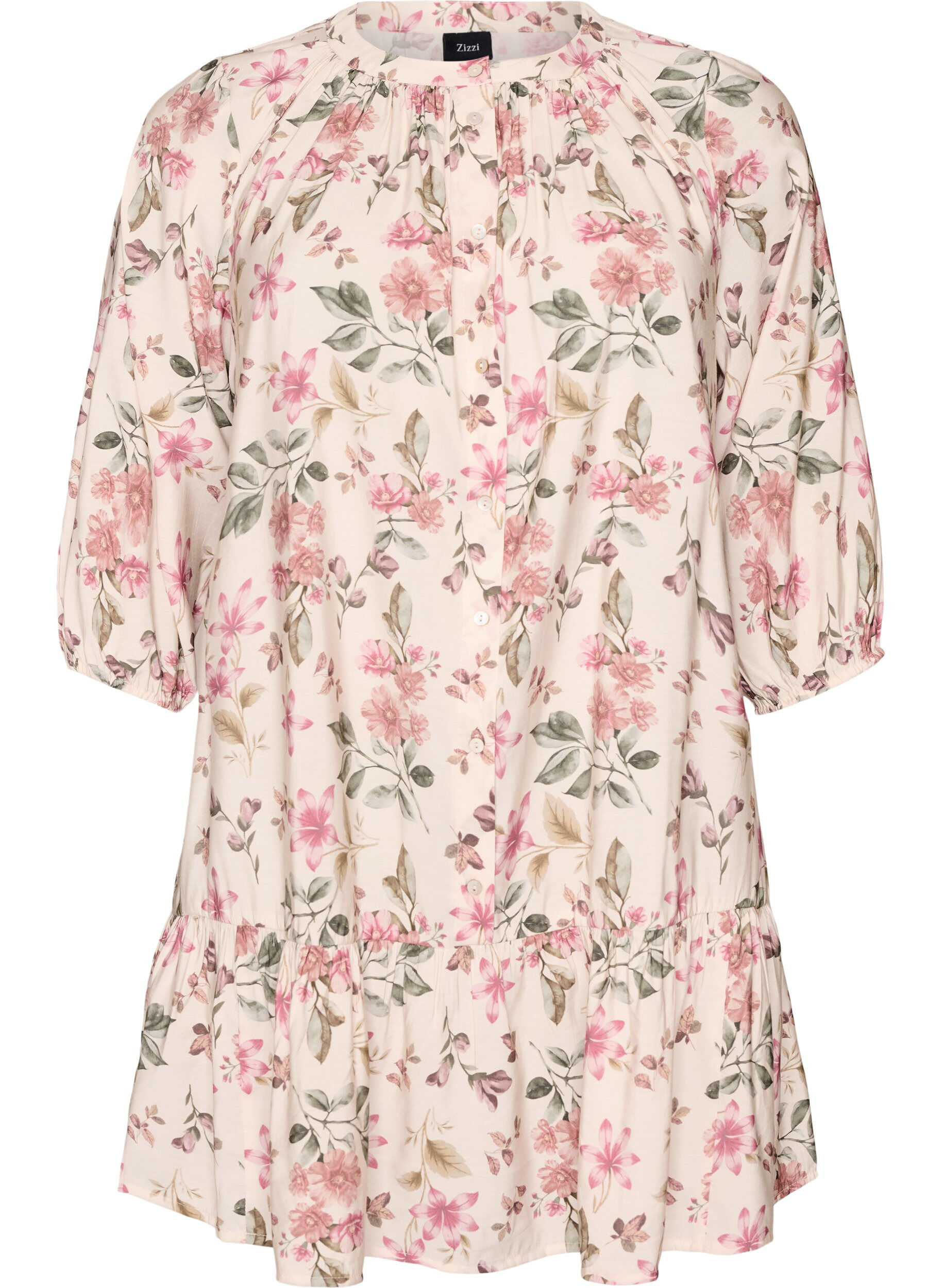 Tunique coupe &eacute;vas&eacute;e en viscose avec manches 3/4