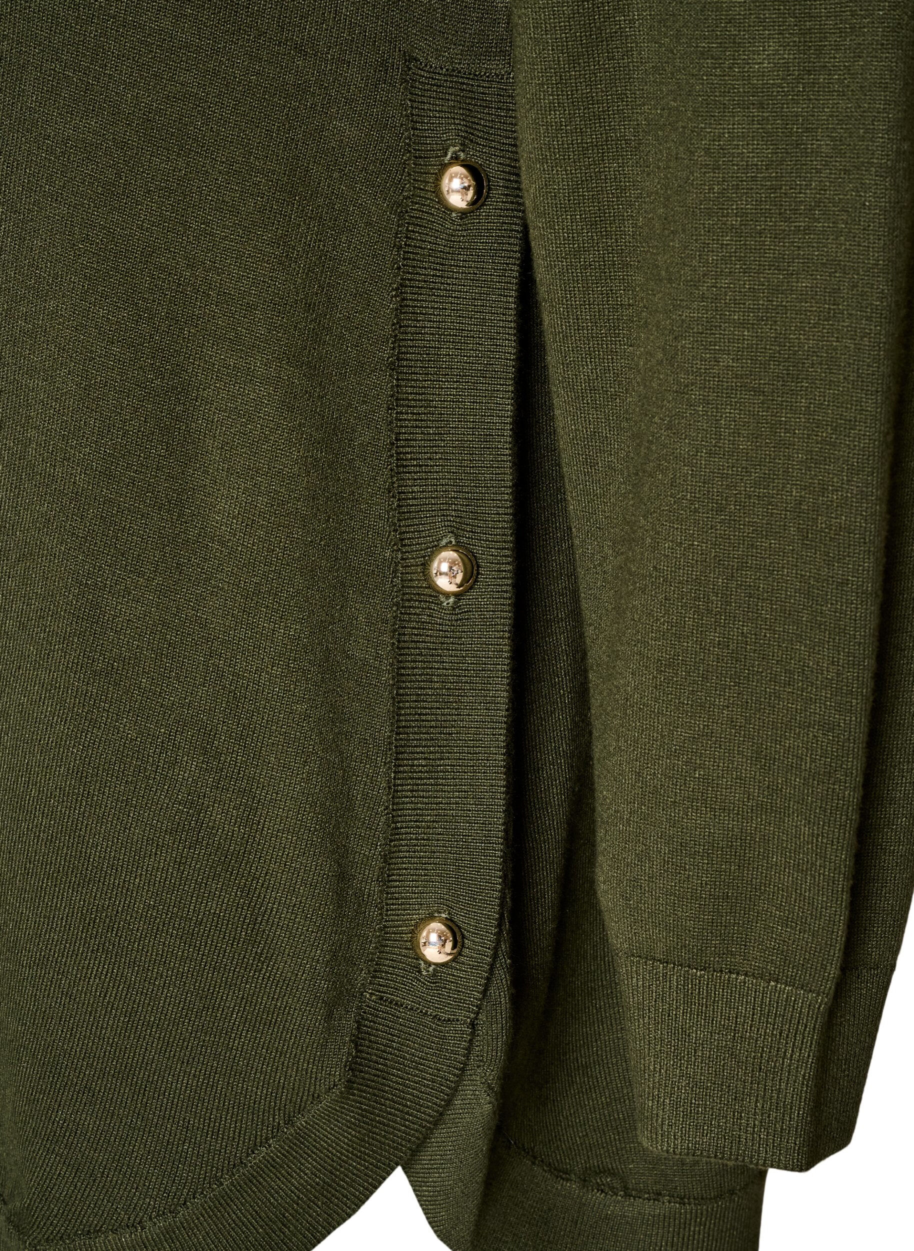 ZizziBlouse en maille avec boutons sur le c&ocirc;t&eacute;, Vert fonc&eacute;, Packshot image number 3