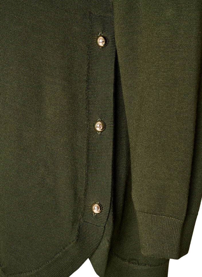 Blouse en maille avec boutons sur le c&ocirc;t&eacute;, Vert fonc&eacute;, Packshot image number 3