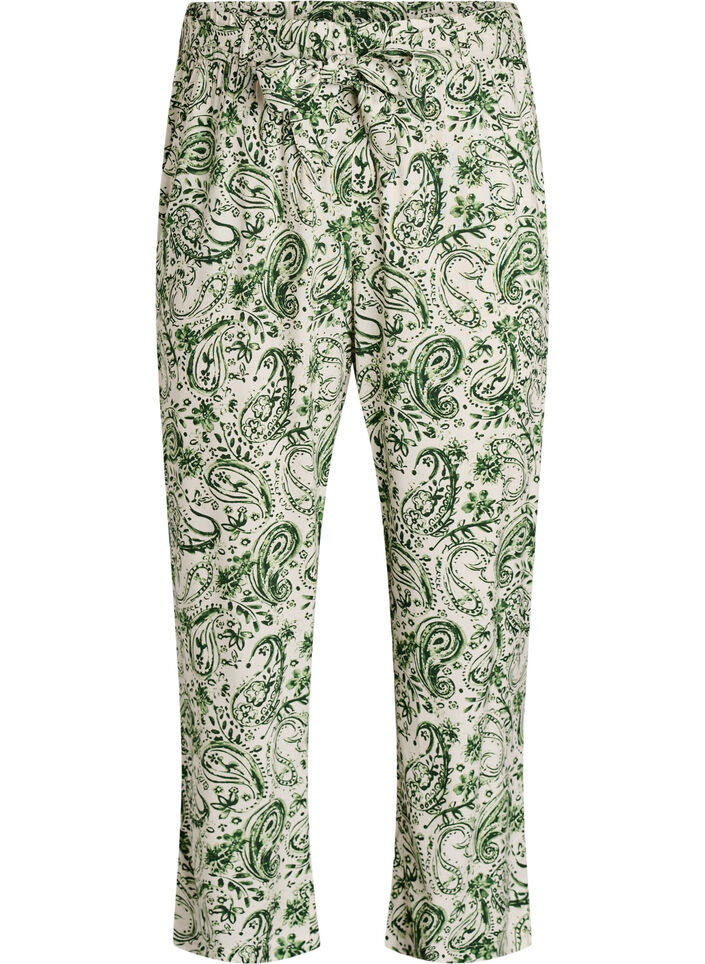 Pantalon taille haute en viscose, Vert, Packshot image number 0