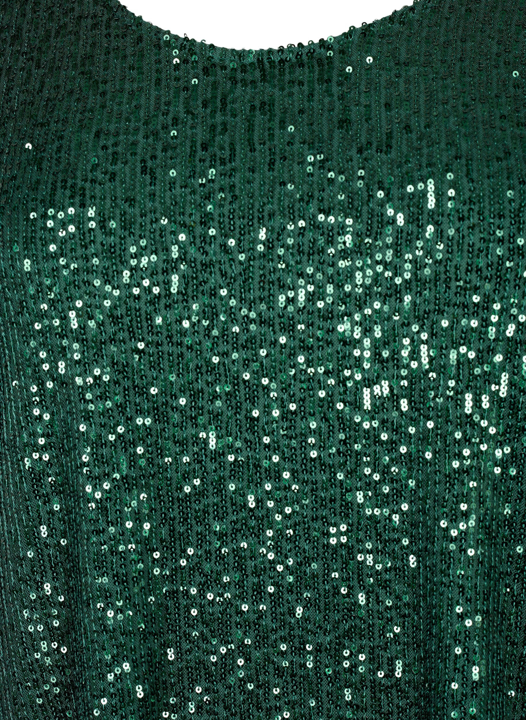 Zizzi Robe courte &agrave; sequins et manches longues, Scarab, Packshot image number 2