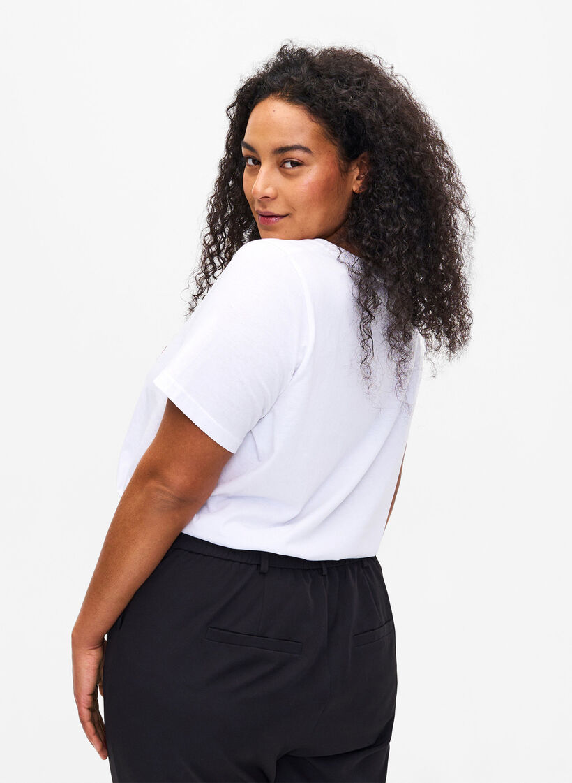 T-shirt en coton avec imprimé texte, B. White w. Flower, Model image number 1