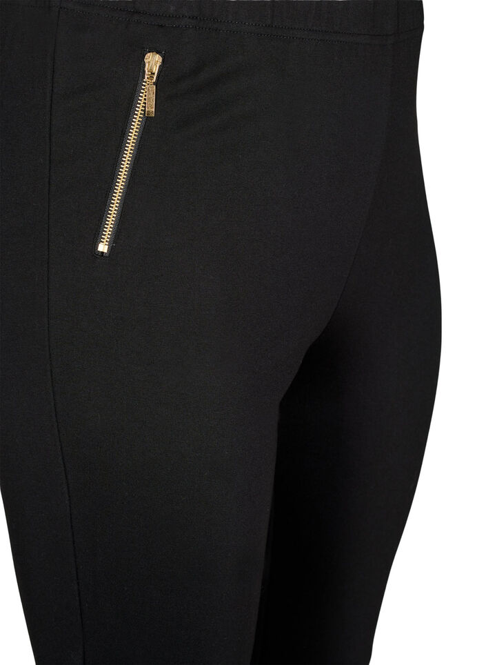 Legging en viscose avec détail de fermeture éclair, Noir, Packshot image number 2