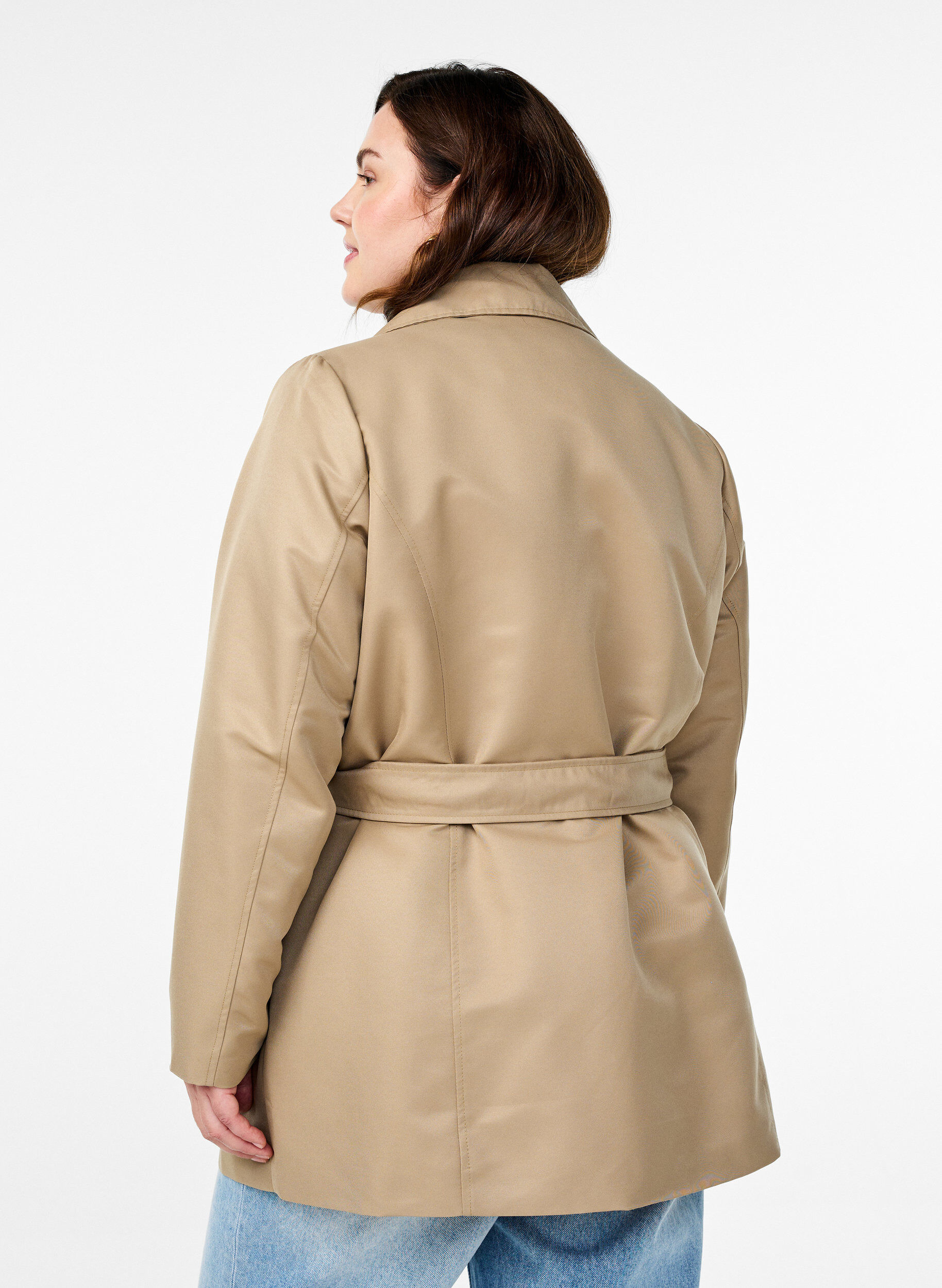 Zizzi Trench court avec ceinture, Beige, Model image number 2