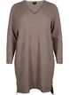 Robe en tricot avec fente, Walnut/White, Packshot image number 0