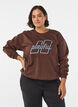 Sweat-shirt avec texte brodé, Marron, Model image number 0