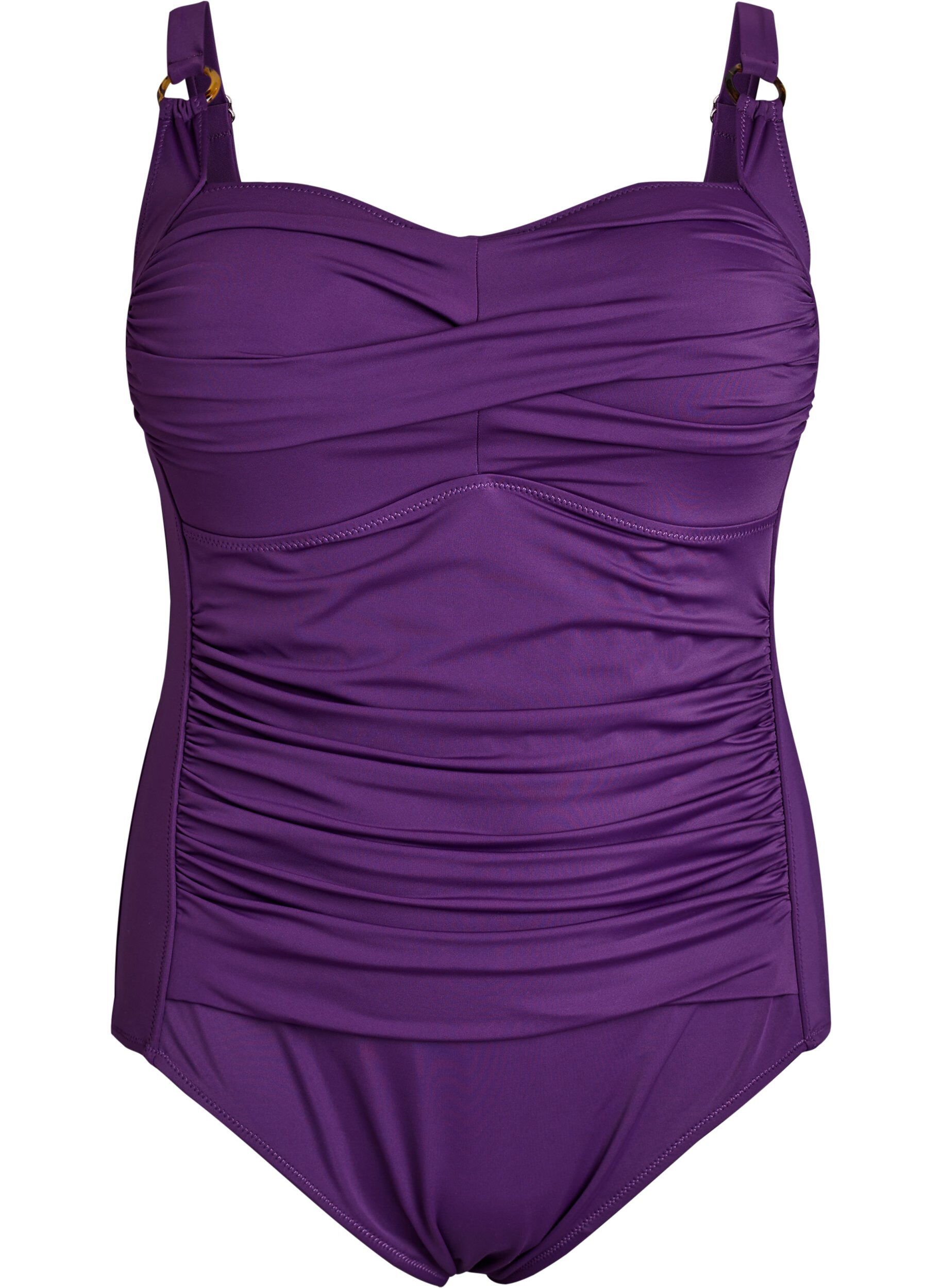 ZizziMaillot de bain drap&eacute; avec bonnets rembourr&eacute;s, Violet, Packshot image number 0