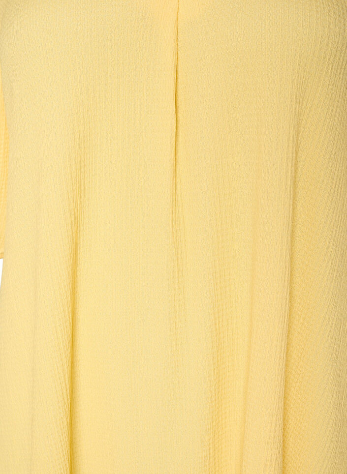 Robe midi avec col en V et texture, Jaune clair, Packshot image number 2