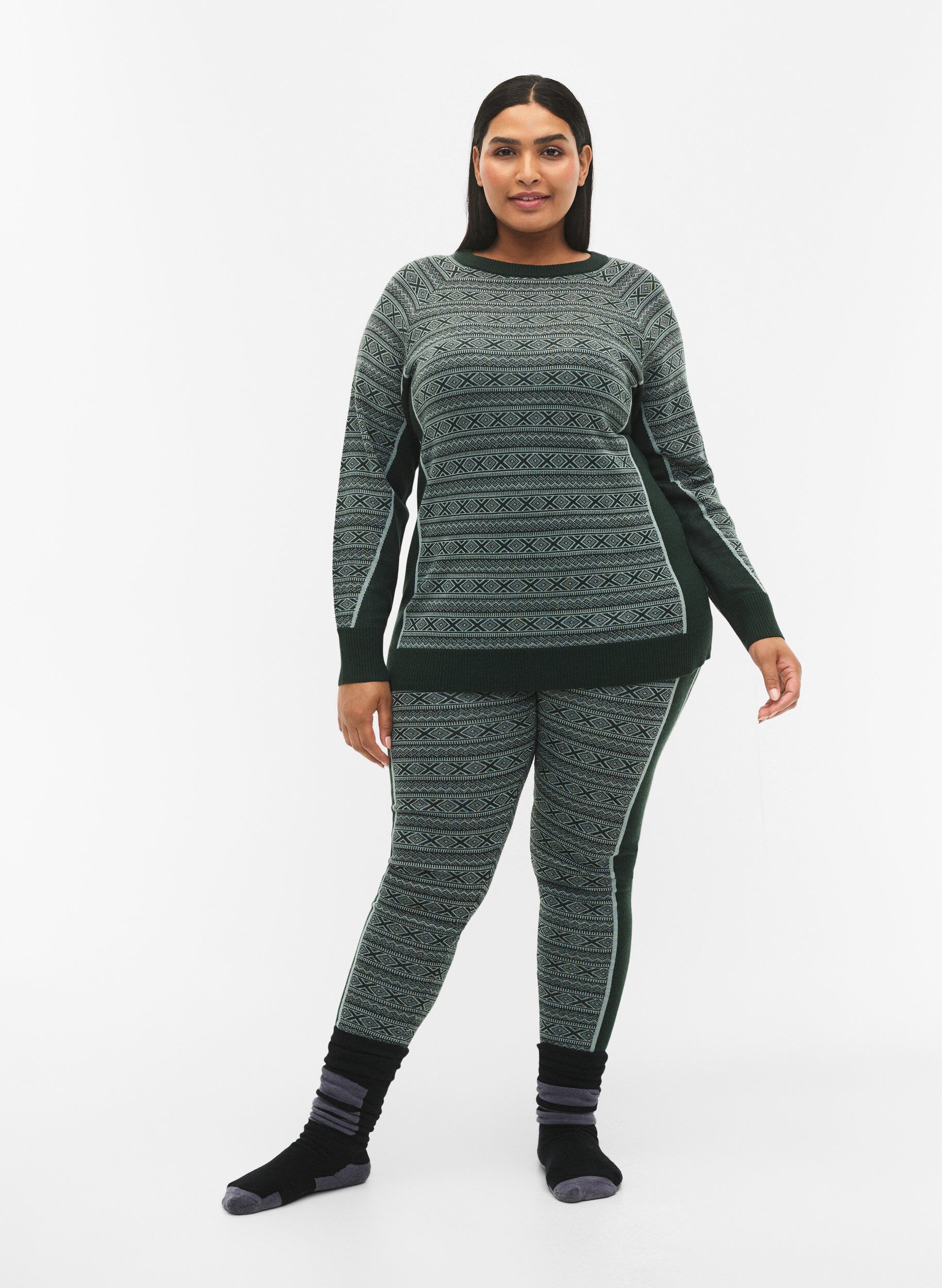 Zizzi Sous-v&ecirc;tements de ski en laine, Deep Lake Comb, Model image number 0