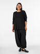 Blouse en jersey avec structure c&ocirc;tel&eacute;e et manches longues, Noir, Model image number 1
