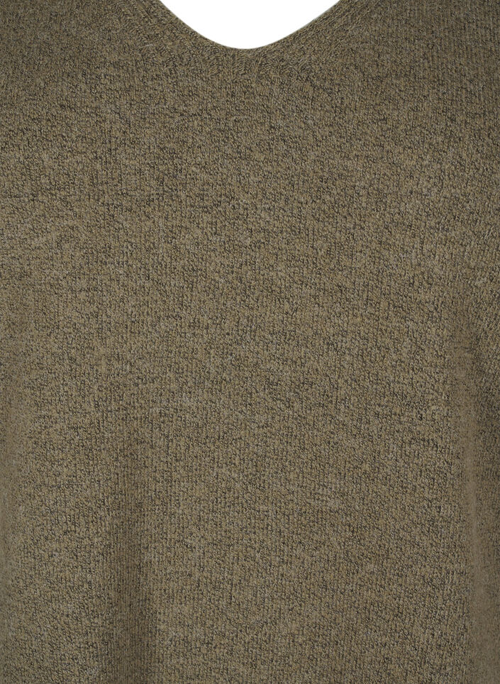  Chemisier en tricot avec col en V, Dusky G. Black Mel., Packshot image number 2