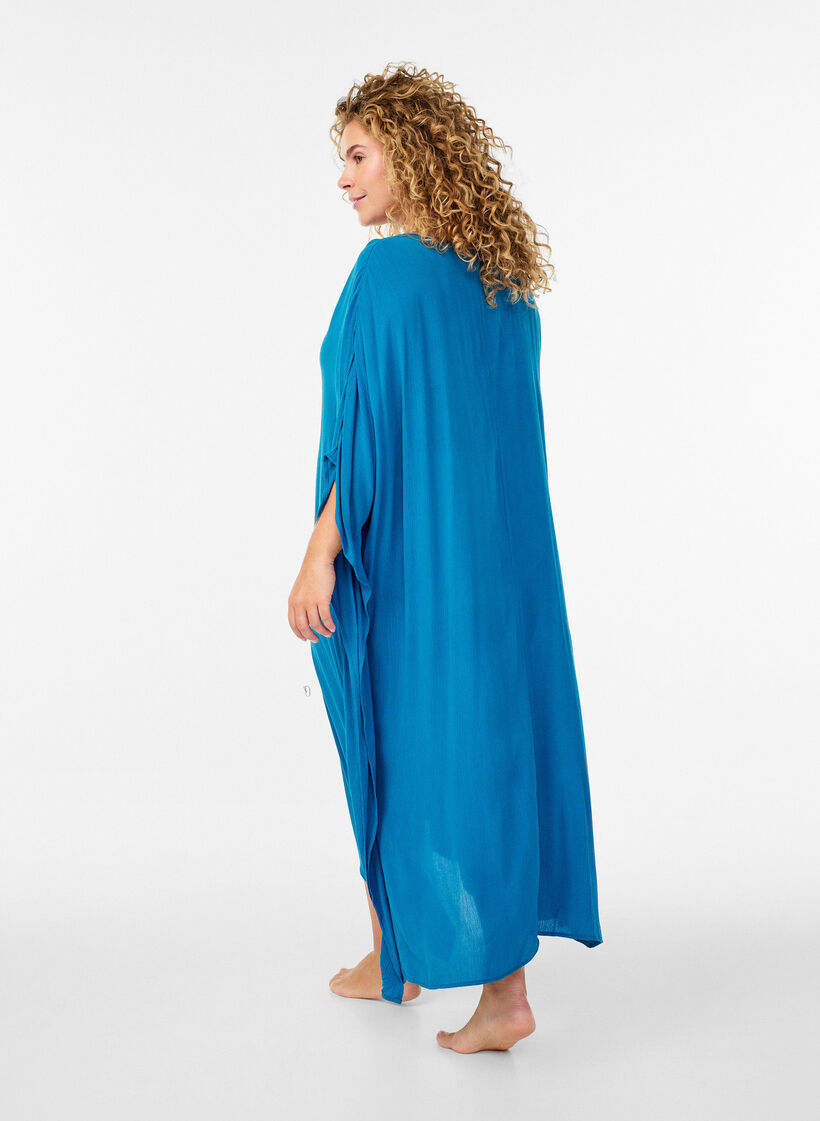 Robes de plage Kaftan &agrave; boutons, Bleu, Model image number 1